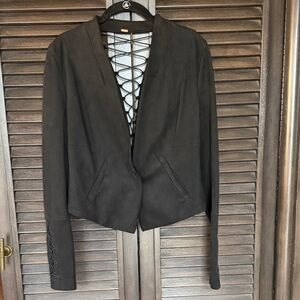 Free People Black faux Jacket w/open back detail